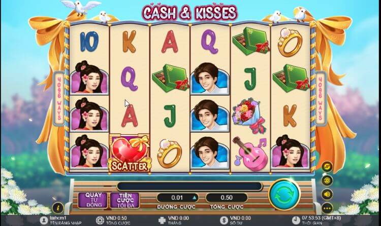 Chơi Slot Cash And Kiss tại W88 nhận thưởng khủng