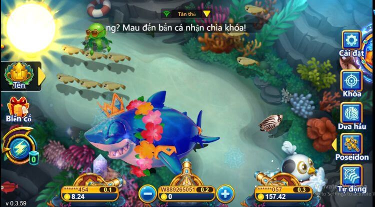 Giao diện game Vua cá mập tại W88 bắt mắt